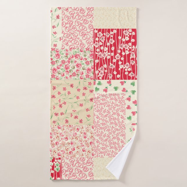 abstract hand drawn seamless patchwork pattern wit bath towel (Bath Towel)