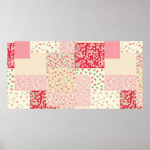 abstract hand drawn seamless patchwork pattern wit poster
