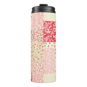 abstract hand drawn seamless patchwork pattern wit thermal tumbler
