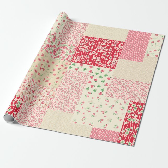 abstract hand drawn seamless patchwork pattern wit wrapping paper (Unrolled)