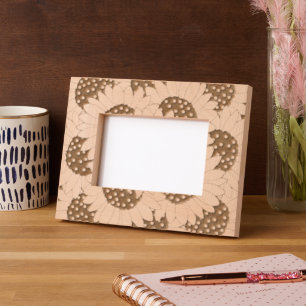 Abstract Hand Drawn Sunflower Pattern Etched Frames