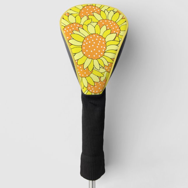 Abstract Hand Drawn Sunflower Pattern Golf Head Cover (Front)