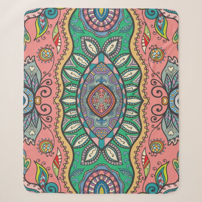 Abstract Hand-Drawn Tribal Pattern. Sherpa Blanket (Front)
