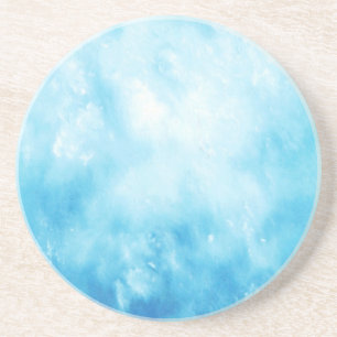 Abstract Hand Drawn Watercolor Background: Blue Coaster