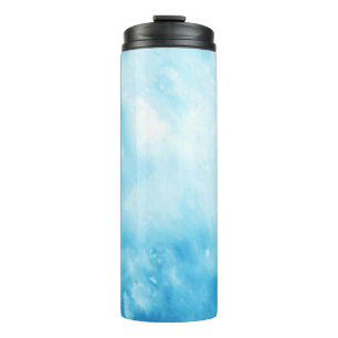 Abstract Hand Drawn Watercolor Background: Blue Thermal Tumbler