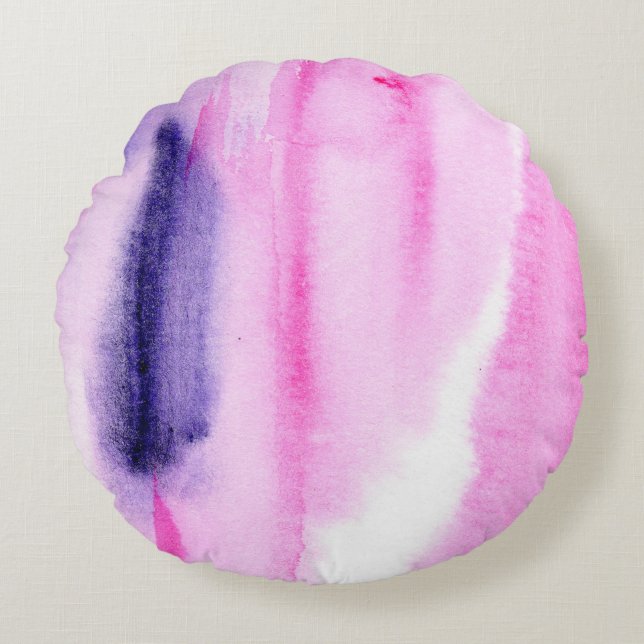 abstract hand made background with artistic waterc round cushion (Front)