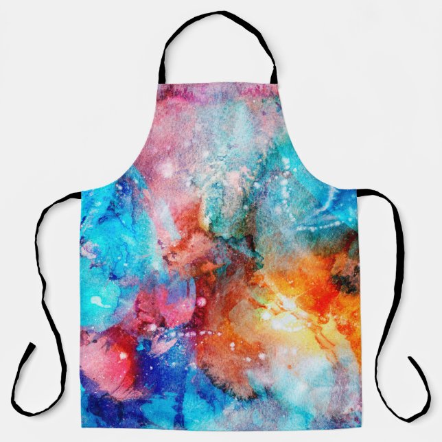 Abstract hand-made texture. Marbling blue and oran Apron (Front)