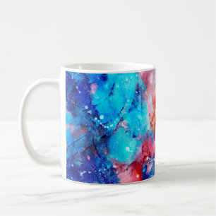 Abstract hand-made texture. Marbling blue and oran Coffee Mug