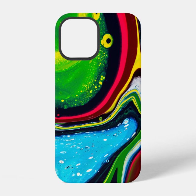 Abstract hand painted background, liquid acrylic p iPhone case (Back)