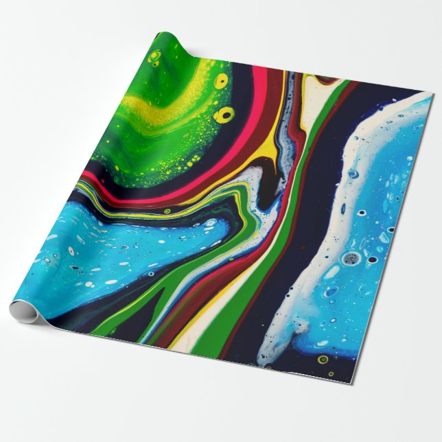 Abstract hand painted background, liquid acrylic p wrapping paper (Unrolled)