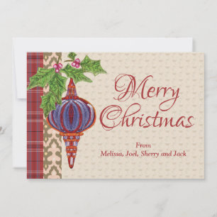 Abstract Hand Painted Christmas Ornament Holiday Card