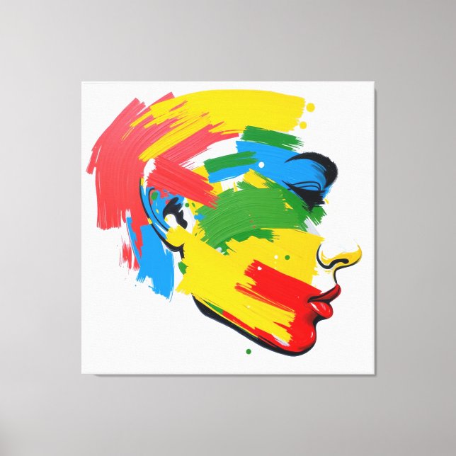 Abstract Hand-Painted Modern Feminism Canvas Print (Front)