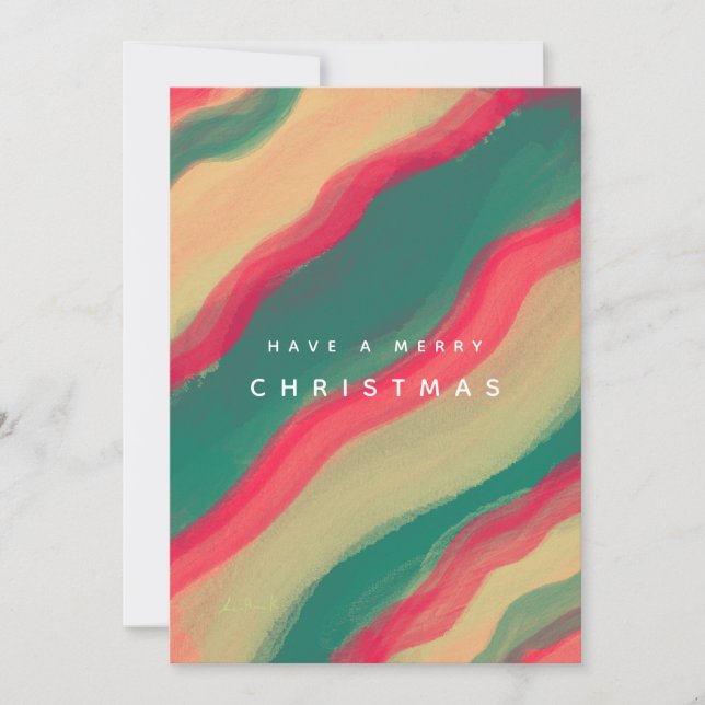 Abstract Hand Painted Pattern Flat Holiday Card (Front)
