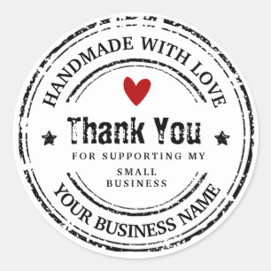 Abstract handmade with love   thank you classic ro round sticker