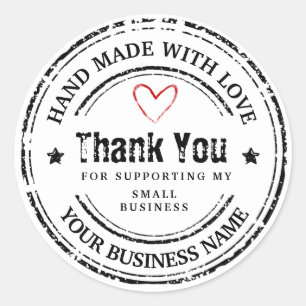 Abstract handmade with love   thank you classic round sticker