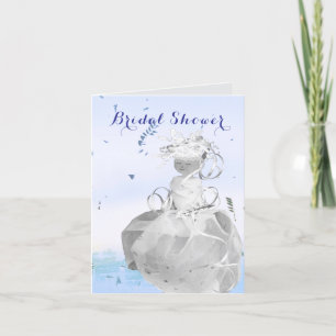 Abstract happy bride ribbons bridal shower wedding thank you card