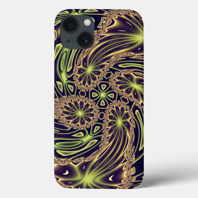 Abstract Happy Dance Neon Gold Fractal Art Case-Mate iPhone Case (Back)
