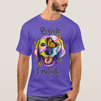 Abstract happy golden retriever with butterfly on  T-Shirt