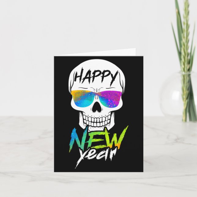 Abstract Happy New Skull Year  Card (Front)
