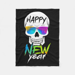 Abstract Happy New Skull Year  Fleece Blanket
