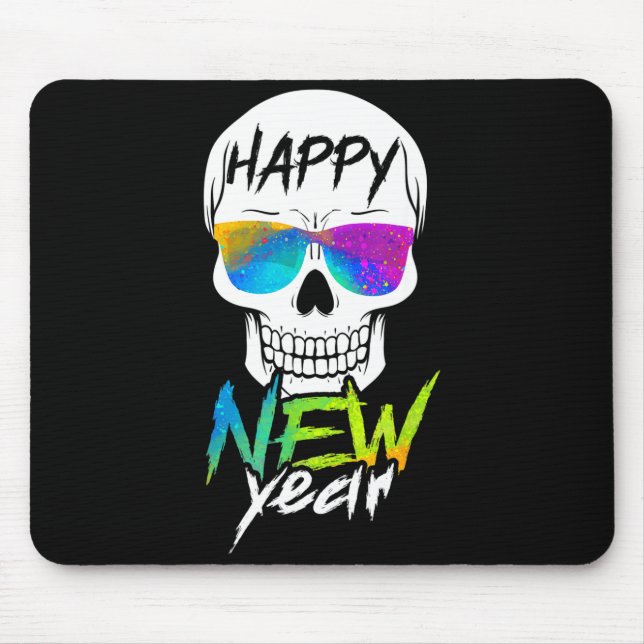 Abstract Happy New Skull Year  Mouse Mat (Front)