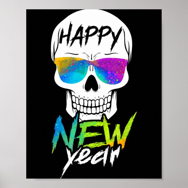 Abstract Happy New Skull Year  Poster (Front)