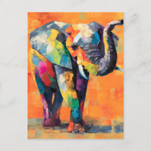 Abstract Happy Rainbow Elephant Announcement Postcard