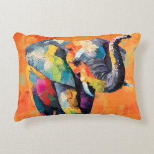 Abstract Happy Rainbow Elephant Decorative Cushion