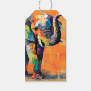 Abstract Happy Rainbow Elephant Gift Tags