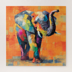 Abstract Happy Rainbow Elephant Jigsaw Puzzle