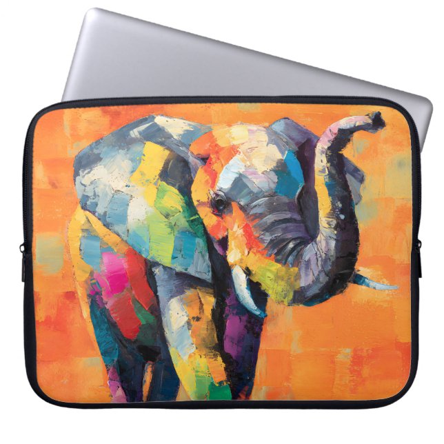 Abstract Happy Rainbow Elephant Laptop Sleeve (Front)