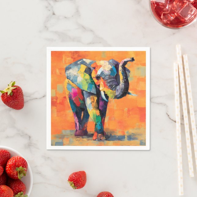 Abstract Happy Rainbow Elephant Napkin (Insitu)