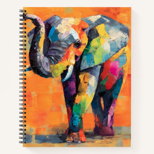 Abstract Happy Rainbow Elephant Notebook (Front)