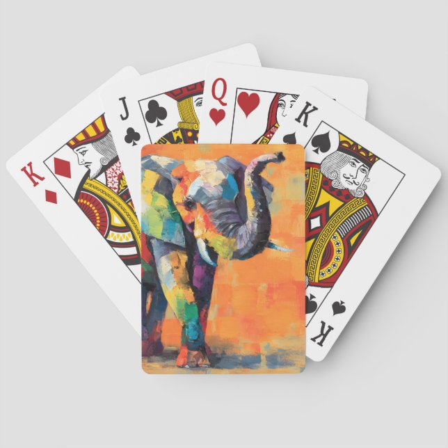 Abstract Happy Rainbow Elephant Playing Cards (Back)