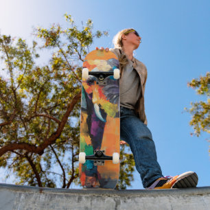 Abstract Happy Rainbow Elephant Skateboard