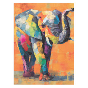 Abstract Happy Rainbow Elephant Tablecloth
