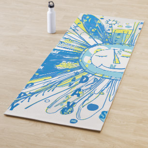 Abstract Happy Whimsical Sun Word Art Yoga Mat