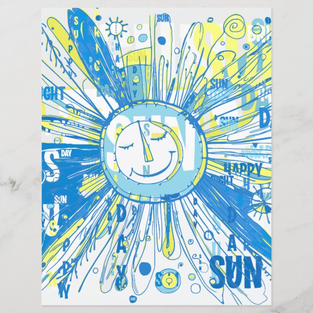 Abstract Happy Whimsical Sun Words Scrapbook Paper (Front)