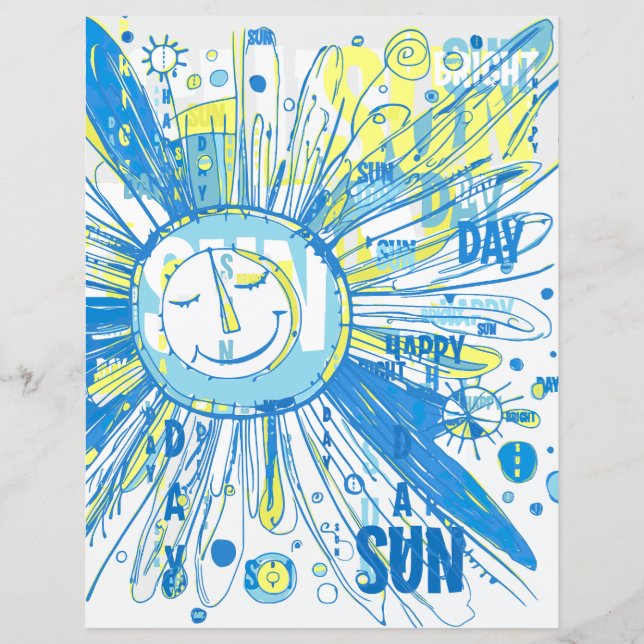 Abstract Happy Whimsical Sun Words Scrapbook Paper (Front)