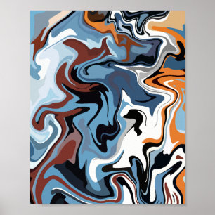 Abstract Harmony of Blue and Earthy Tones  Poster