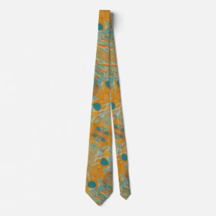 Abstract Harvest orange and teal motif Tie
