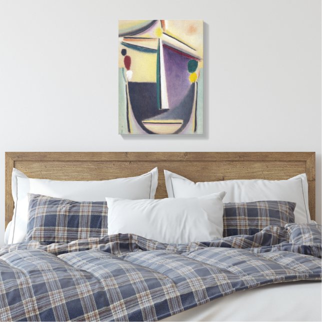 Abstract Head, Black-Yellow-Purple  Canvas Print (Insitu(Bedroom))