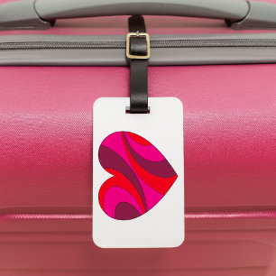 Abstract Heart Bold Red and Pink Swirl Pattern  Luggage Tag