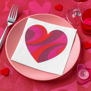 Abstract Heart Bold Red and Pink Swirl Pattern  Napkin