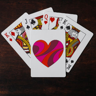 Abstract Heart Bold Red and Pink Swirl Pattern  Playing Cards