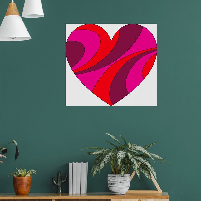 Abstract Heart Bold Red and Pink Swirl Pattern  Poster (Creator Uploaded)