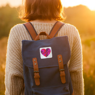 Abstract Heart Bold Red and Pink Swirl Pattern  Square Sticker
