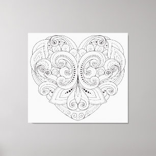 Abstract Heart Doodle 6 Canvas Print