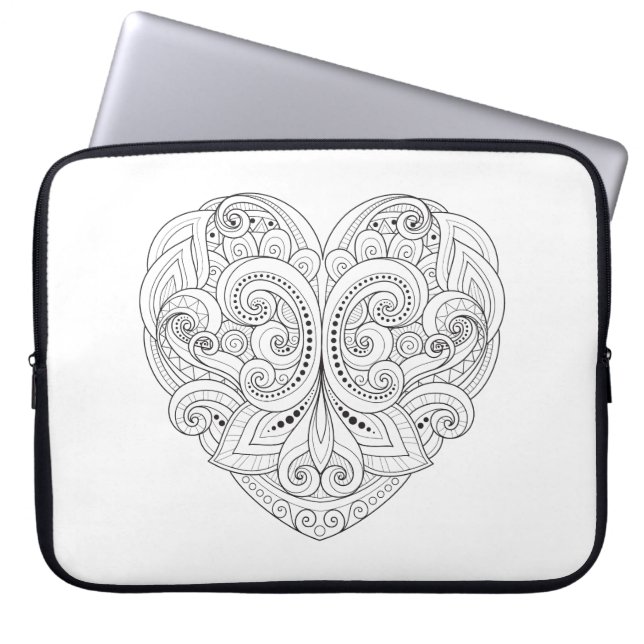 Abstract Heart Doodle Laptop Sleeve (Front)