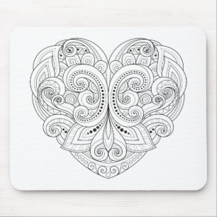 Abstract Heart Doodle Mouse Mat